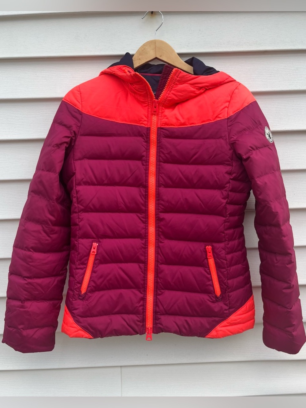American Eagle Women's Down Puffer Jacket Purple Orange Size Medium